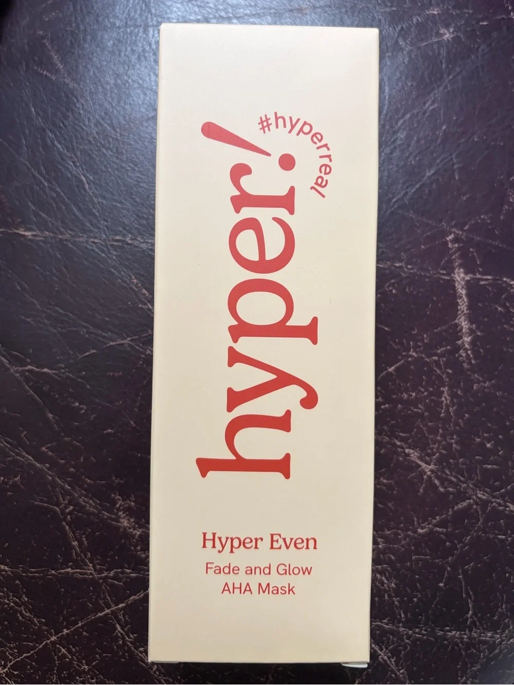 Hyper! Hyper Even Fade & Glow AHA Mask — Cream with Coral Text